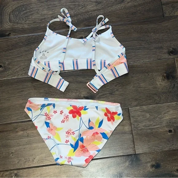 Roxy Girl's Friendly Flower Bralette Set Swimsuit (Big Kids) Size 8 - Picture 2 of 6